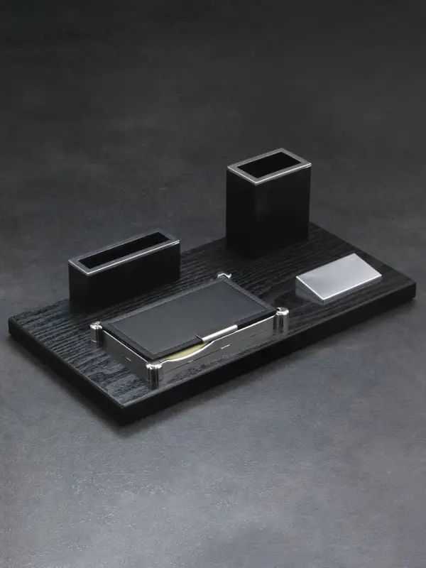 Набор настольный канцелярский 4 в 1 с визитницей, МИКС