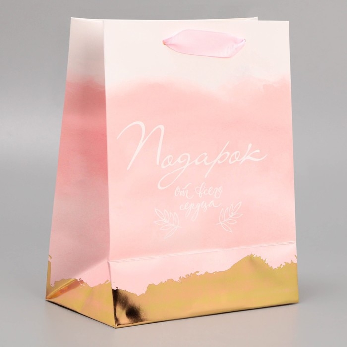 Пакет подарочный ламинированный вертикальный, упаковка, «Искренние чувства», MS 18 х 23 х 10 см