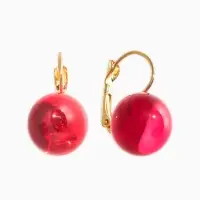 Серьги пластик "Шар №14", цвет малиновый в золоте