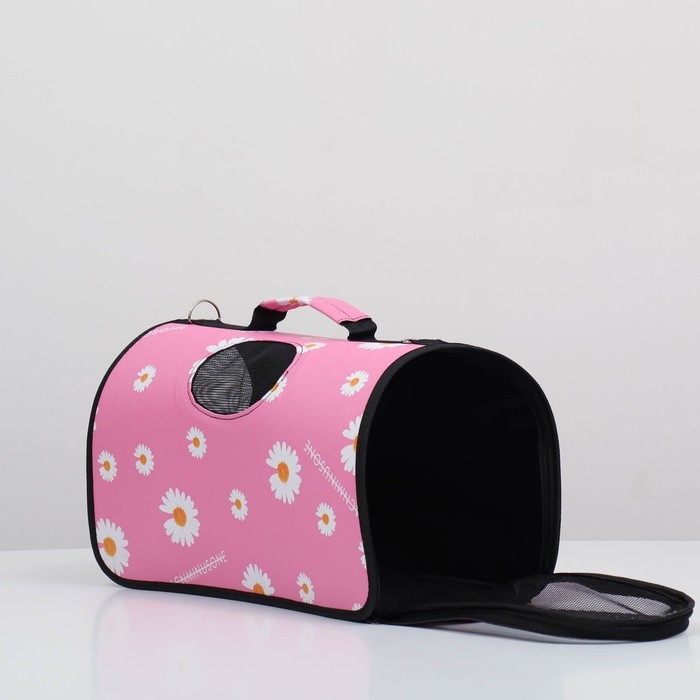 Сумка - переноска для животных Сумка - переноска для животных "Цветы", розовая, размер М, 40 х 21 х 27 см