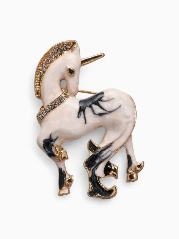 Брошь &laquo;Волшебный единорог&raquo;, цветная в золоте