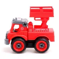 Конструктор винтовой &laquo;Пожарный транспорт&raquo;, набор 2 штуки, с отверткой, 59 деталей