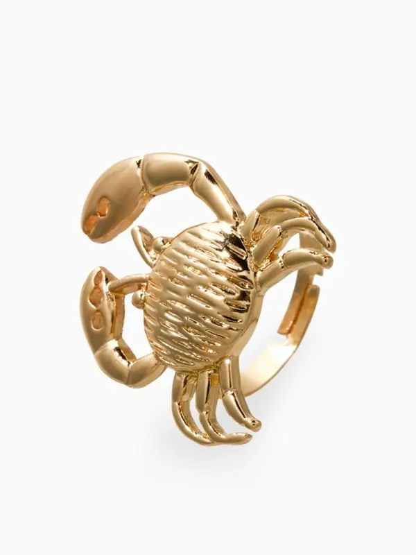 Кольцо "Краб", безразмерное, цвет золото