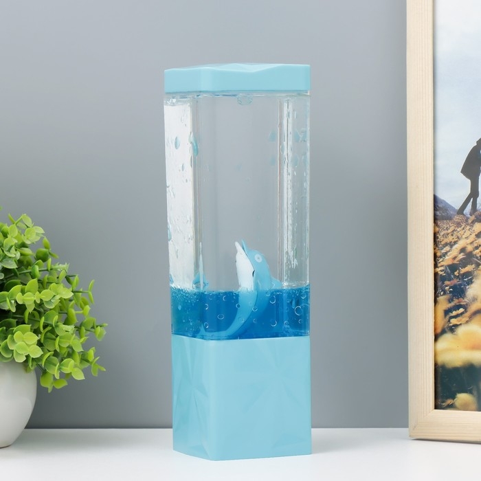 Лава-лампа Лава-лампа "Дельфин" LED от батареек, аквариум 3хАА USB синий 7,5х7,5х23см RISALUX