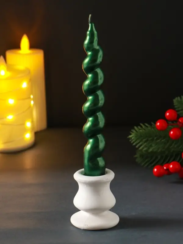 Свеча витая Свеча витая "LUXURY" 25*180 мм, лакированная, зеленая