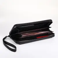 Портмоне-клатч мужской на молнии, с ручкой, чёрное