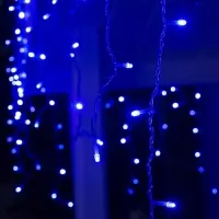 Гирлянда &laquo;Бахрома&raquo; 3&times;0.6 м, IP44, УМС, прозрачная нить, 160 LED, свечение синее, 220 В