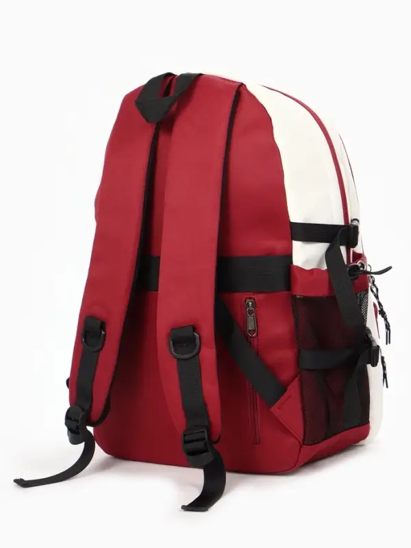 Рюкзак школьный, с мягкой спинкой, 2 отделения, 5 карманов, 30&times;14&times;45 см, бордовый, белый