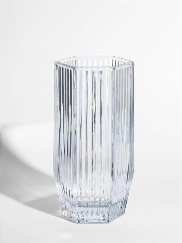 Ваза стекло настольная  Ваза стекло настольная "Эдисон" линии, 28х13,5 см, прозрачный