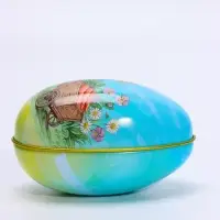 Шкатулка - яйцо металлическая &laquo;Зайчик в синем жакете&raquo;, 11&times;6.5&times;7 см