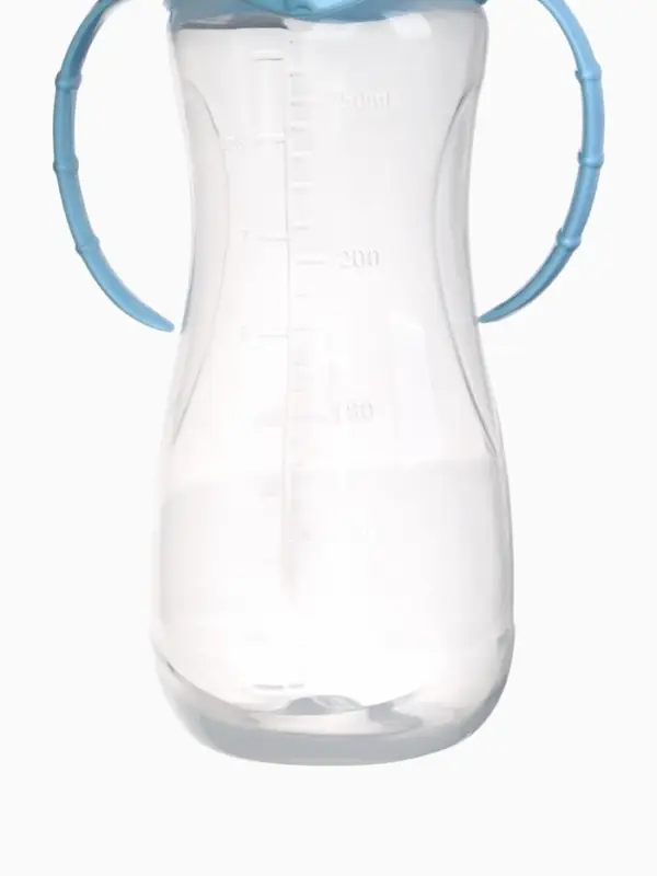 Бутылочка для кормления M&B, классическое горло, с ручками, от 3 мес., 250 мл., голубой МИКС