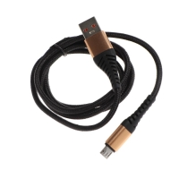 Кабель ONE DEPOT S03, microUSB - USB, 2.4 А, 1 метр, текстильная оплетка,черный