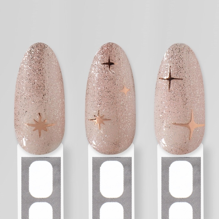 Наклейки для ногтей «Звезда», объёмные, металлизированные, цвет розово-золотистый Наклейки для ногтей «Звезда», объёмные, металлизированные, цвет розово-золотистый