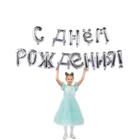Воздушные шары фольгированные 16", гирлянда &laquo;С днём рождения&raquo;, серебряная