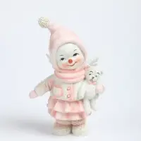 Фигурка полистоун &laquo;Снеговичок в розовом наряде&raquo; 6.5&times;4.5&times;10.5 см