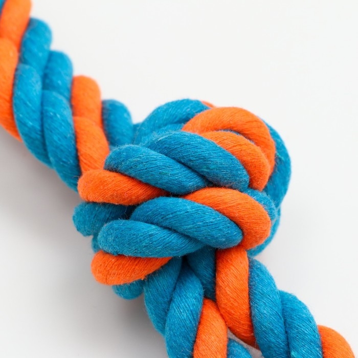 Игрушка-дразнилка канатная для собак, двойная, до 50 см, до 140 г, голубая/оранжевая Игрушка-дразнилка канатная для собак, двойная, до 50 см, до 140 г, голубая/оранжевая