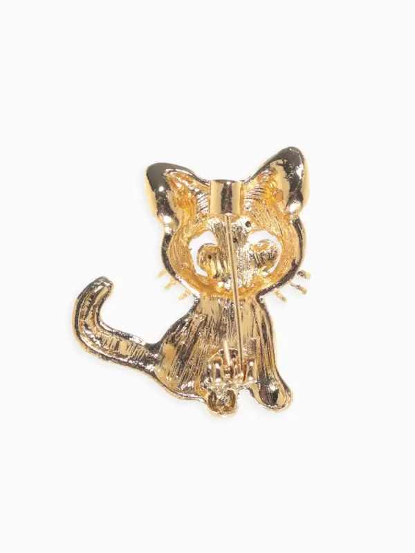 Брошь &laquo;Кошечка&raquo;, очаровательная, чёрно-серая в золоте