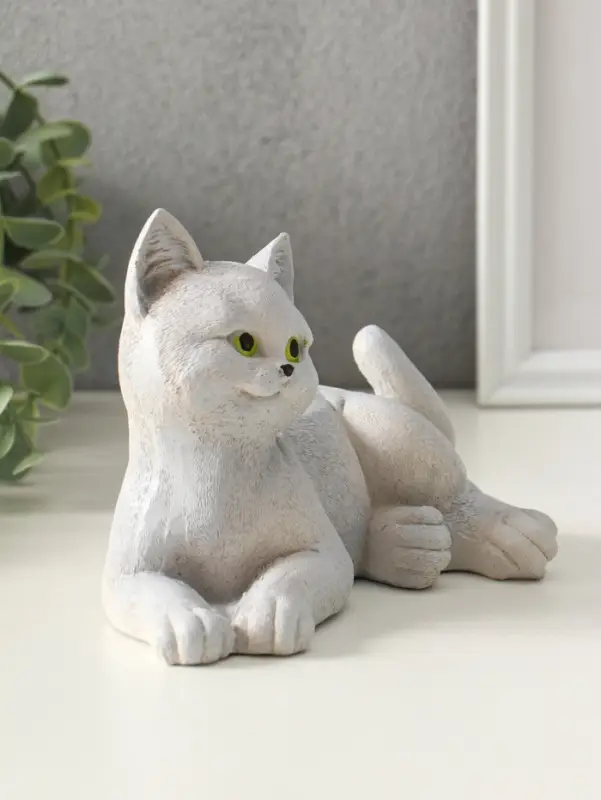 Фигурка &laquo;Кошка лежит&raquo;, 13&times;17&times;12 см, гипс, серый