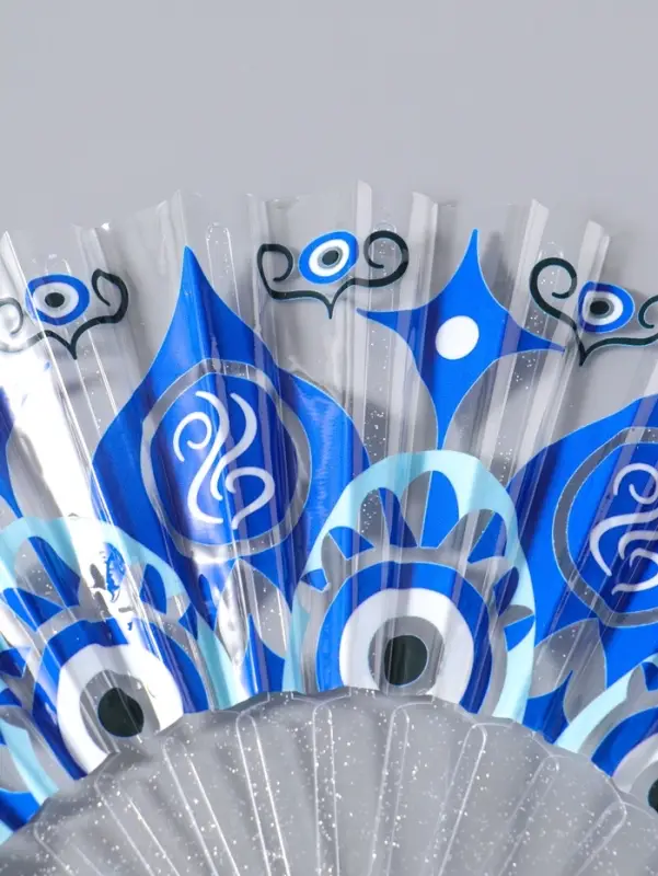 Веер складной пластик &laquo;Орнамент от сглаза&raquo;, блеск, 23 см