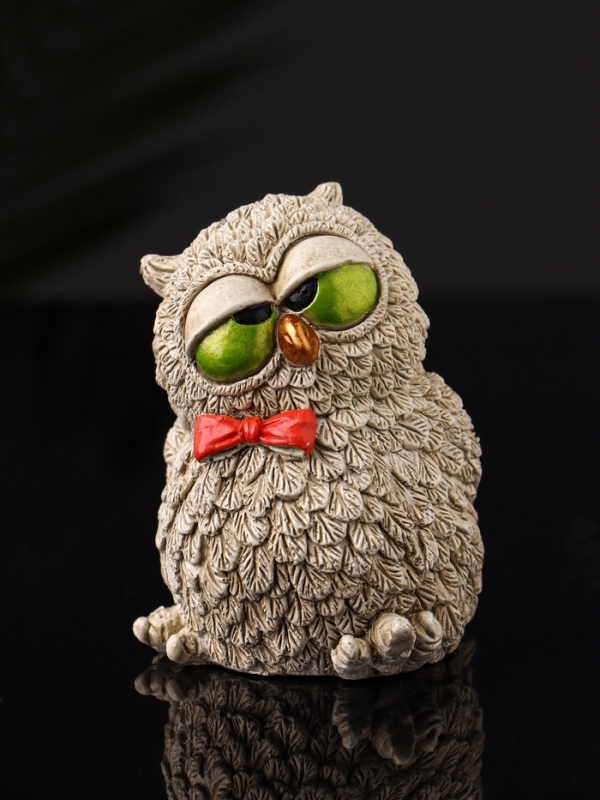 Фигура Фигура "Филин с бантом" 8х6х6,5 см, бежевый