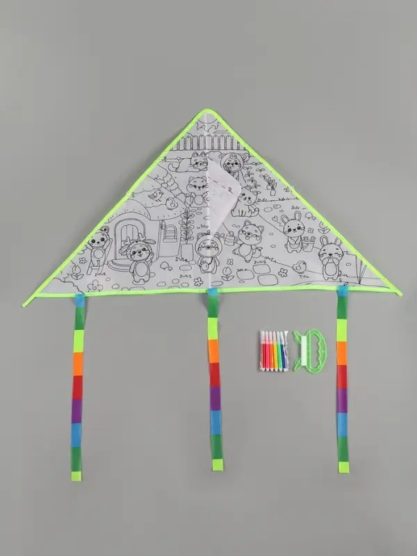 Воздушный змей - раскраска Funny toys &laquo;Зверятки&raquo;, 80 см, 6 фломастеров