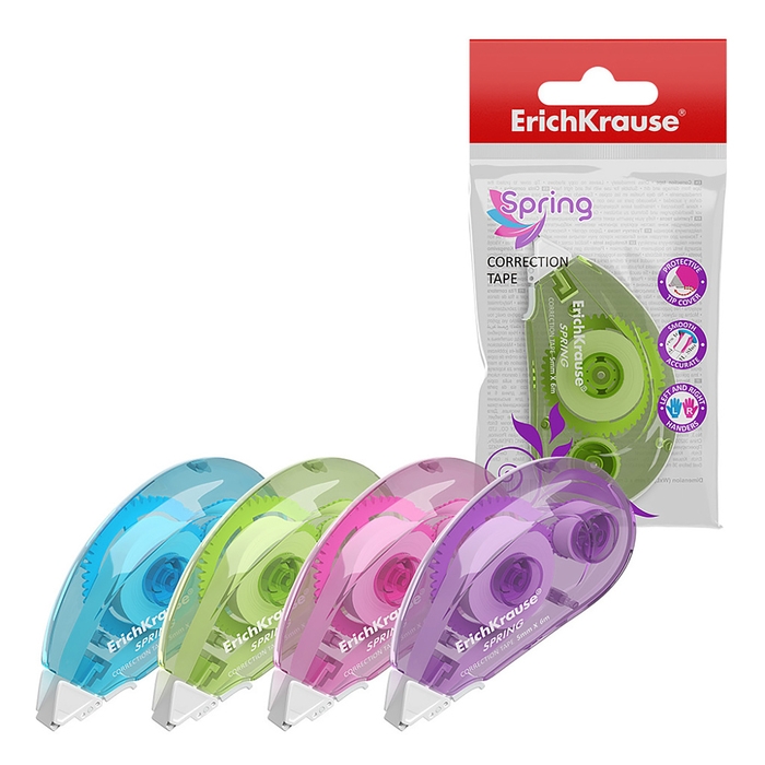 Корректирующая лента 5 мм х 6 м, ErichKrause Spring, европодвес, микс Корректирующая лента 5 мм х 6 м, ErichKrause Spring, европодвес, микс