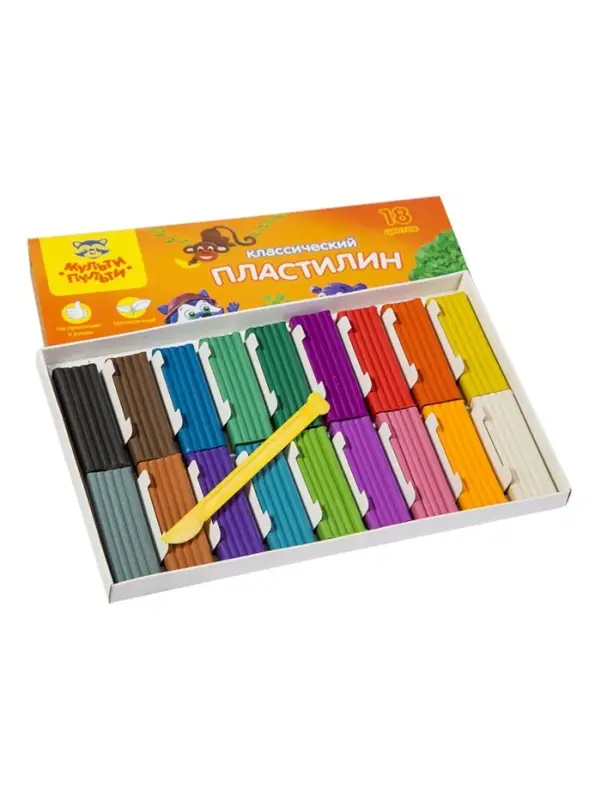 Пластилин &laquo;Мульти-пульти. Приключения Енота&raquo;, 18 цветов, 360 г, со стеком, картонная упаковка
