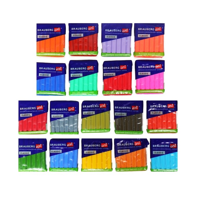 Глина полимерная запекаемая BRAUBERG ART, 42 цвета по 20 г, с аксессуарами, подарочная коробка Глина полимерная запекаемая BRAUBERG ART, 42 цвета по 20 г, с аксессуарами, подарочная коробка