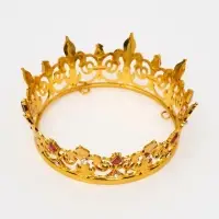 Топпер для торта &laquo;Корона&raquo;, 15&times;5.2 см, золотая с красными стразами