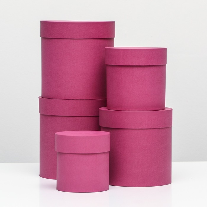 Набор шляпных коробок 5 в 1 Набор шляпных коробок 5 в 1 "Фуксия", 20 × 20 × 20‒13,5 × 13,5 × 13,5 см