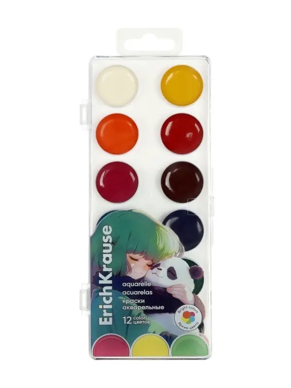 Краски акварельные 12 цветов ErichKrause Panda Hugs