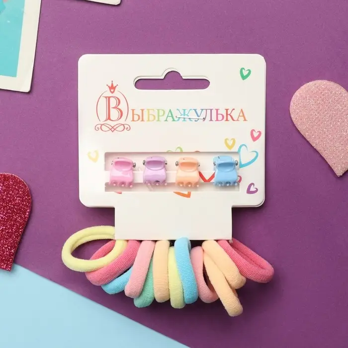 Набор для волос Набор для волос "Затейница колор" (12 резинок 2 см, 4 краба) классика, микс