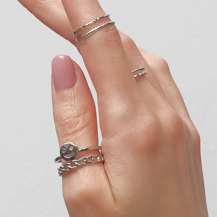 Кольцо набор 5 штук «Идеальные пальчики» изысканность, цвет серебро