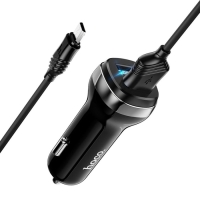 Автомобильное зарядное устройство Hoco Z40, 2 USB, 2.4 А, кабель Micro USB - USB, 1 м,чёрное