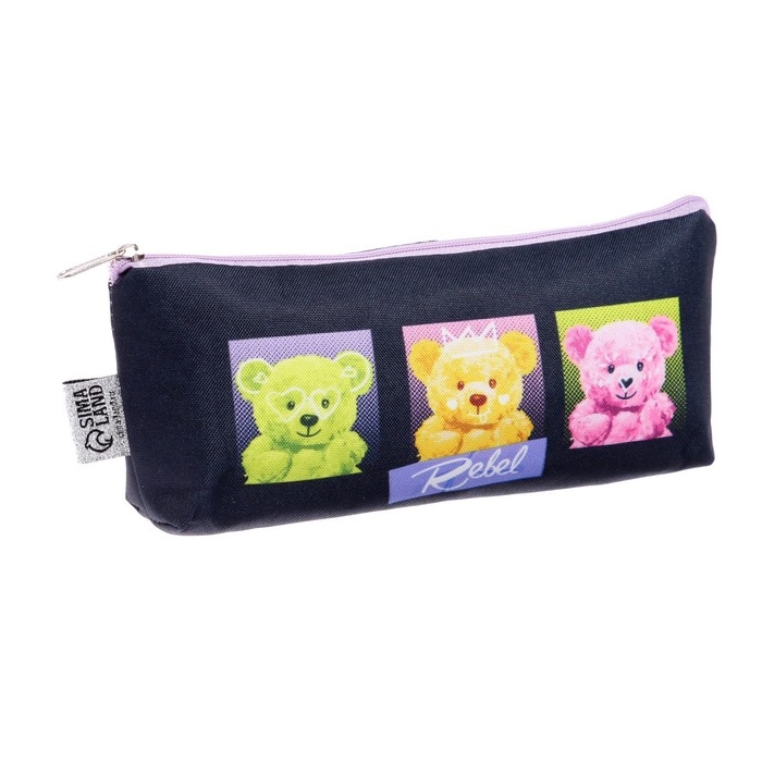 Пенал мягкий 1 отделение, 80 х 195 х 30мм, объёмный, Пенал мягкий 1 отделение, 80 х 195 х 30мм, объёмный, "Мишки"