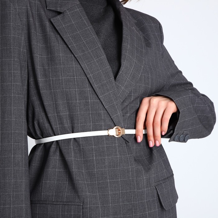 Ремень женский, ширина 1 см, пряжка металл, цвет белый