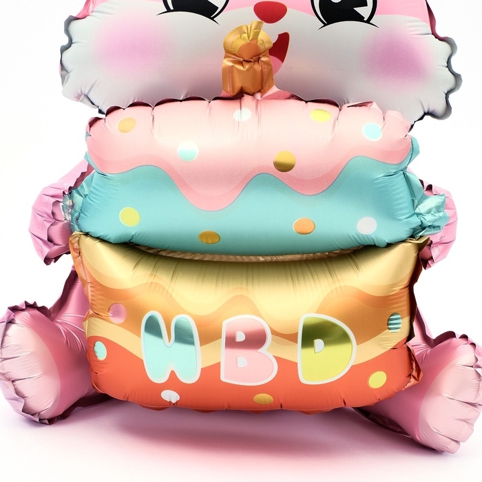 Шар фольгированный 37 Шар фольгированный 37" «Зайка с тортом», цвет розовый