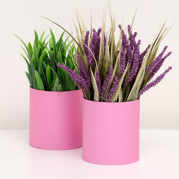 Набор круглых коробок 2в1 , Набор круглых коробок 2в1 ,"Розовый", без крышки, 10 х 10 х 10,5см