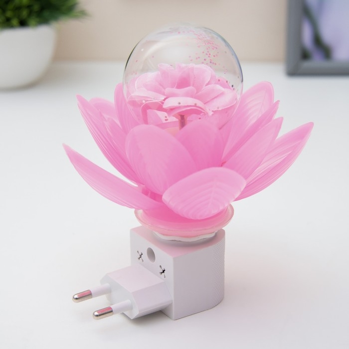 Ночник Ночник "Розовый цветок" LED 8х8х12 см RISALUX