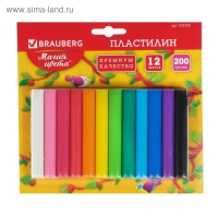 Пластилин 12 цветов 200 г, BRAUBERG высшее качество, в блистере