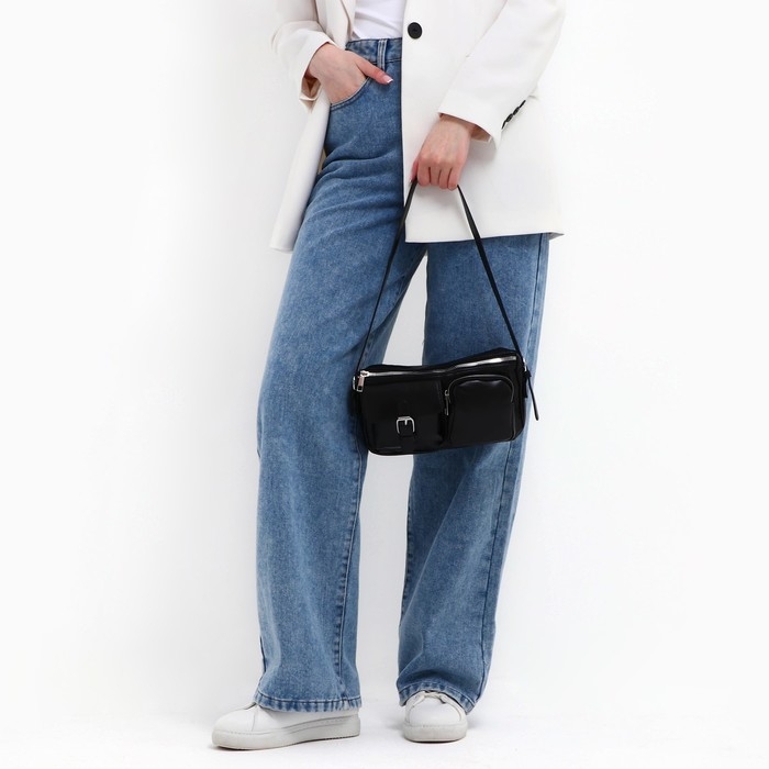 Сумка женская с карманами кожзам, черный цвет Сумка женская с карманами кожзам, черный цвет