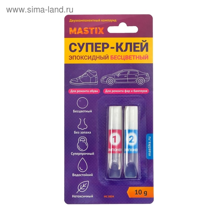 Супер-клей MASTIX эпоксидный, бесцветный МС 0804, 10 гр Супер-клей MASTIX эпоксидный, бесцветный МС 0804, 10 гр