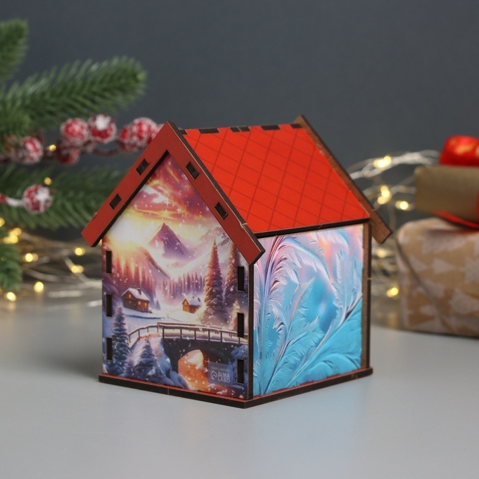 Новогодний чайный домик  Новогодний чайный домик "С Новым годом" 10,5х9,5х12 см