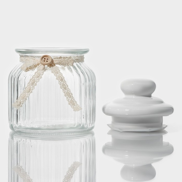 Банка стеклянная для хранения сыпучих продуктов Доляна «Варенье», 600 мл, 11×15,5 см, с керамической крышкой Банка стеклянная для хранения сыпучих продуктов Доляна «Варенье», 600 мл, 11×15,5 см, с керамической крышкой