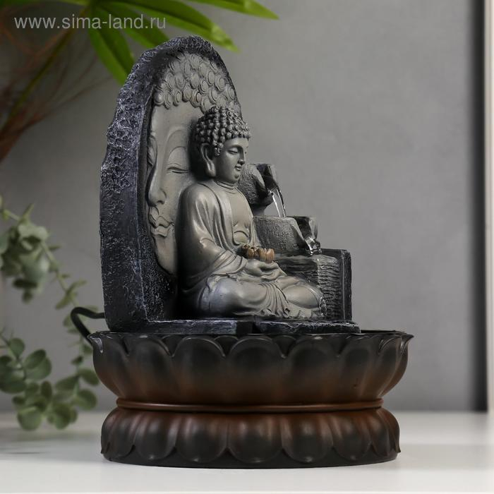 Фонтан настольный от сети, подсветка Фонтан настольный от сети, подсветка "Будда" серый мрамор 30х20,5х20,5 см