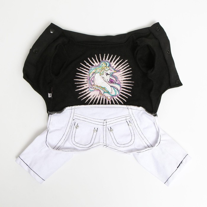 Комбинезон Комбинезон "Единорог", размер 16 (ДС 36 см, ОГ 46 см, ОШ 35 см), чёрно-белый