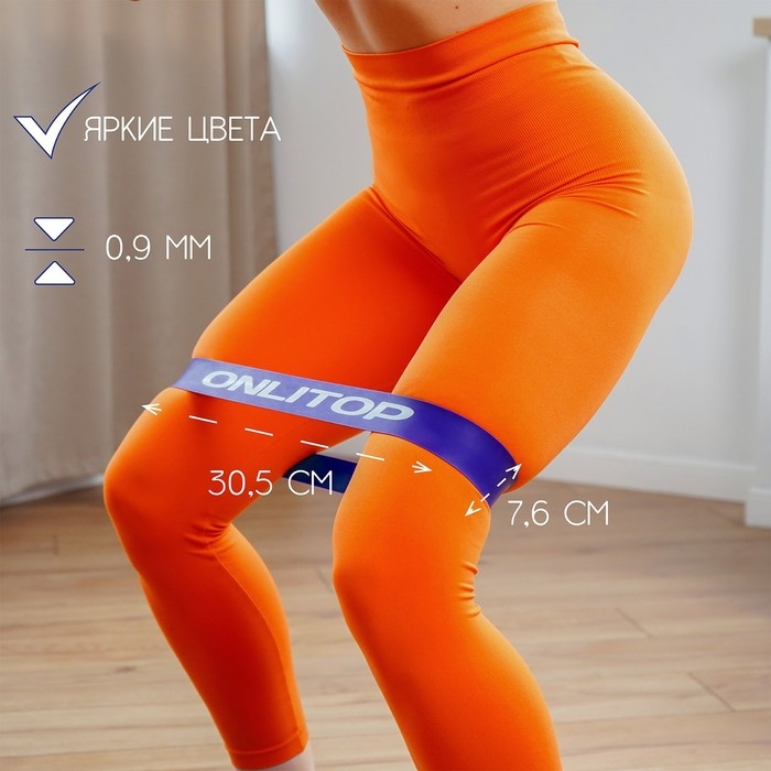 Фитнес-резинка ONLYTOP, 30,5х7,6х0,09 см, нагрузка 8 кг, цвет синий Фитнес-резинка ONLYTOP, 30,5х7,6х0,09 см, нагрузка 8 кг, цвет синий