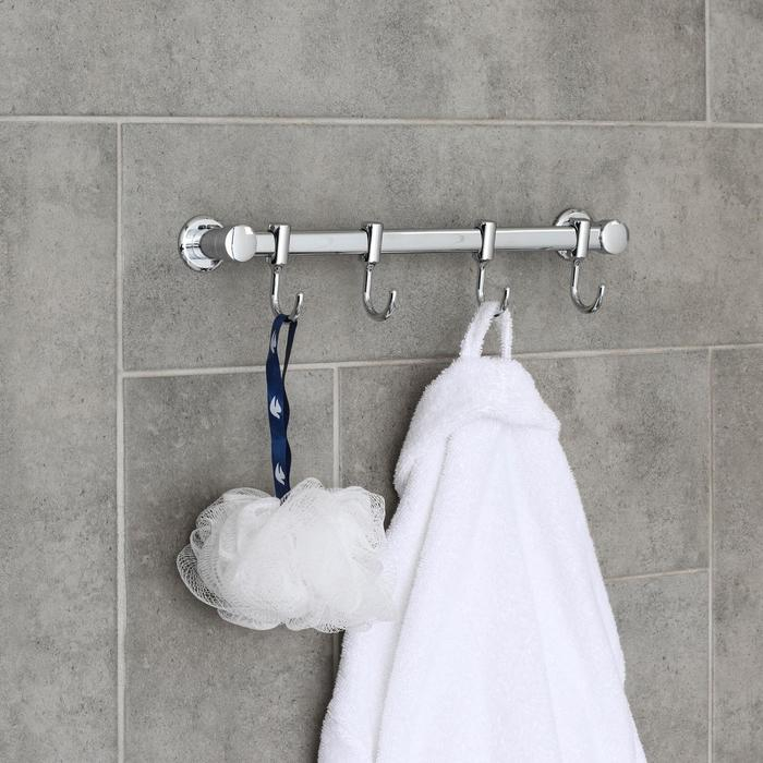 Крючок настенный на планке, двигающийся, Accoona A163-4, 4 шт, цвет хром Крючок настенный на планке, двигающийся, Accoona A163-4, 4 шт, цвет хром