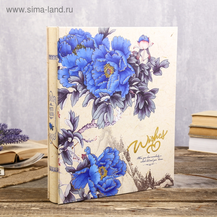 Фотоальбом на 200 фото 13х18 см Фотоальбом на 200 фото 13х18 см "Крупные цветы" золот.обвод, в коробке МИКС 33х27,5х5,7 см