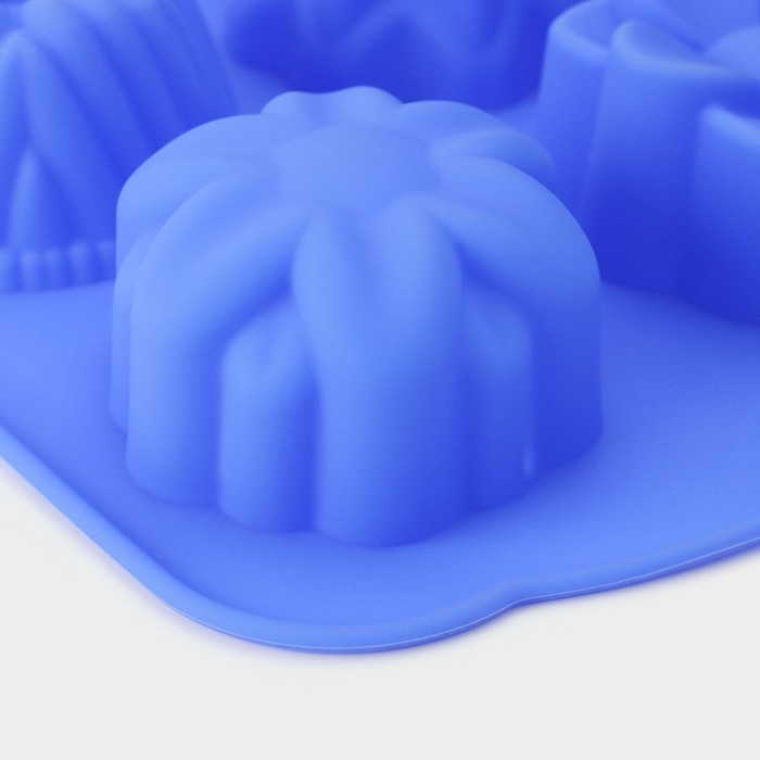 Форма для выпечки Доляна &laquo;Немецкий кекс. Цветы&raquo;, силикон, 29&times;17,5 см, 6 ячеек, цвет МИКС